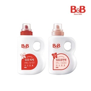 [공식몰단독] 비앤비 섬유세제 1500ml(용기)+비앤비 섬유유연제(자스민&로즈향) 1500ml(용기)