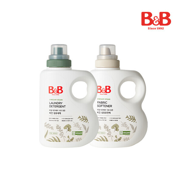 메디앙스 공식몰 아이맘,비앤비 비건섬유세제1500ml(용기)+비건섬유유연제1500ml(용기)