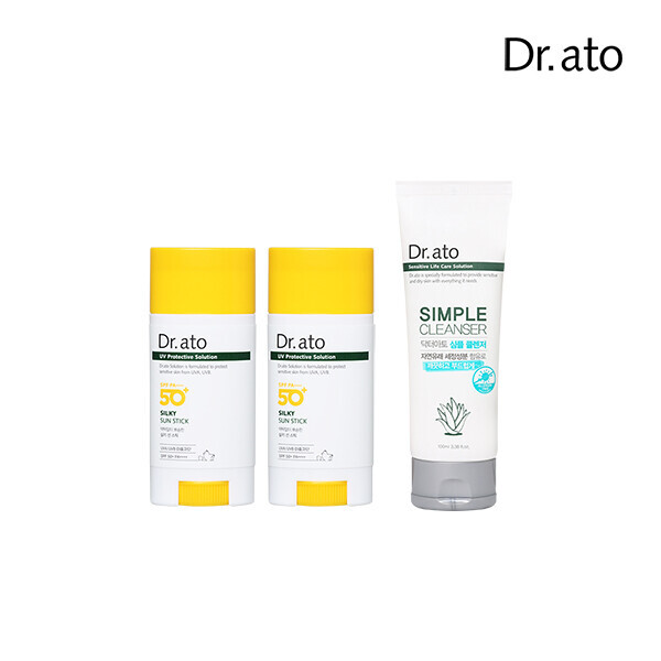 메디앙스 공식몰 아이맘,닥터아토 실키 선 스틱 15gX2개+심플클렌저 100ml
