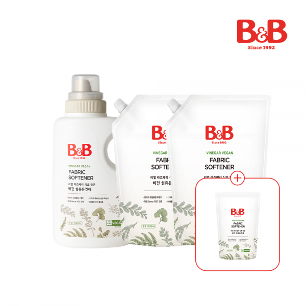 메디앙스 공식몰 아이맘,[800ml리필증정] 비앤비 비건섬유유연제1500ml(용기)+1500ml(리필)X2개