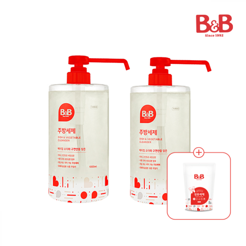 메디앙스 공식몰 아이맘,[800ml세제증정] 비앤비 주방세제 1000ml x 2개 (용기형)