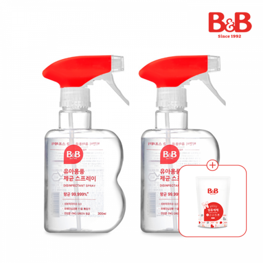 메디앙스 공식몰 아이맘,[10배 메가적립] [800ml세제증정] 비앤비 유아용품 제균스프레이 300ml(용기)X2개입